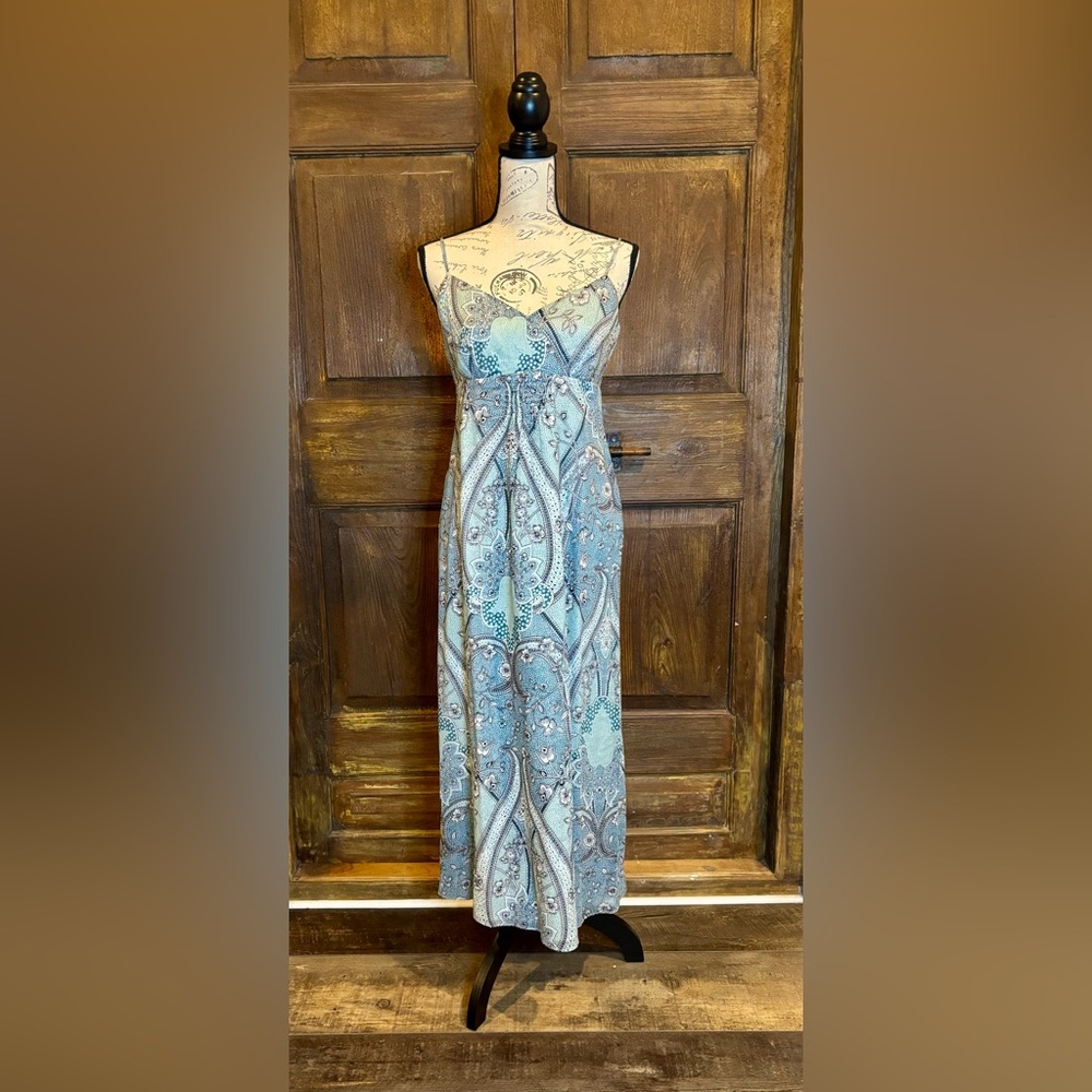 Ann Taylor Blue V-Neck Sheath Maxi Dress